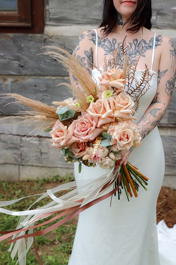 tall bridal bouquet, wedding bouquet