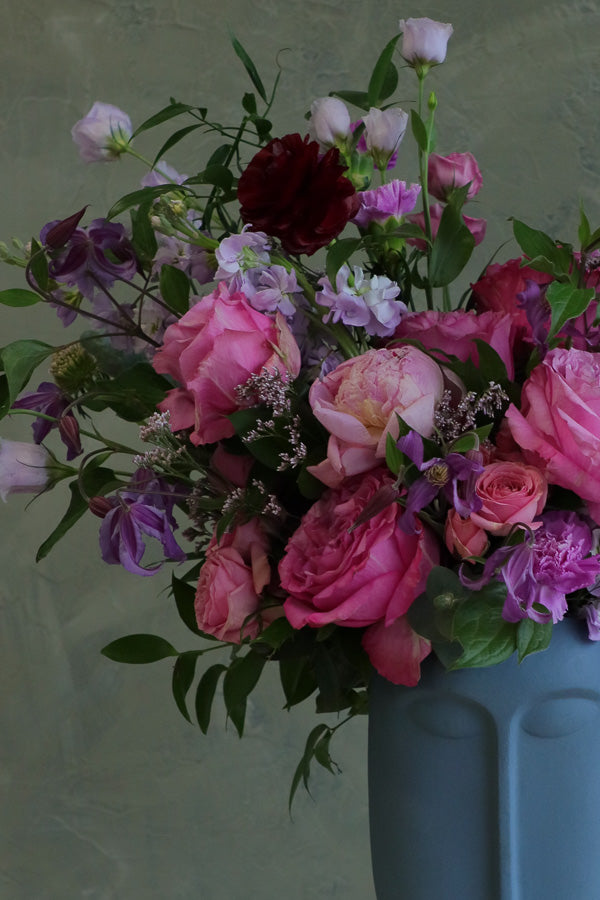 Pastel floral arrangement with blush roses, lisianthus, and carnations – Ottawa flower delivery