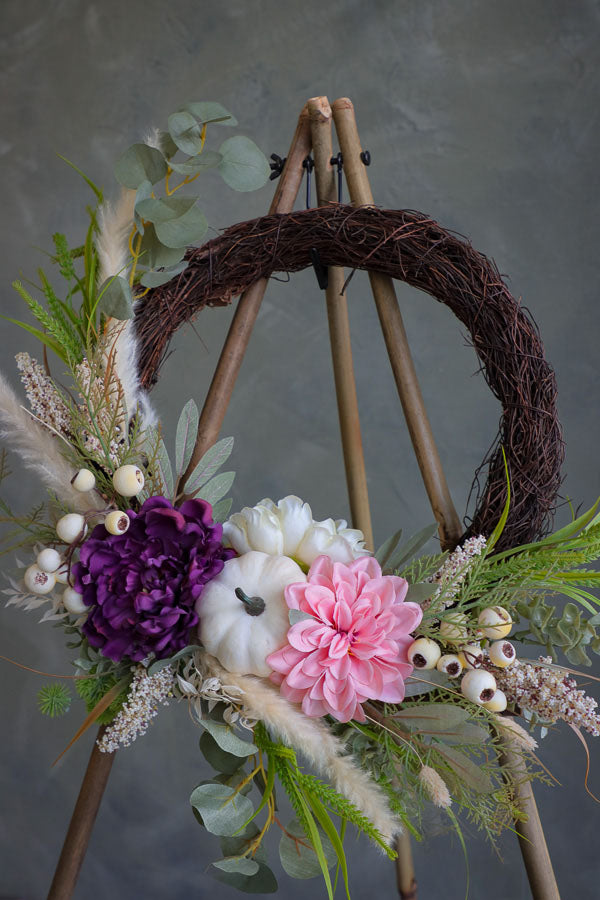 elegant fall wreath; white pumpkin wreath; wreath ottawa