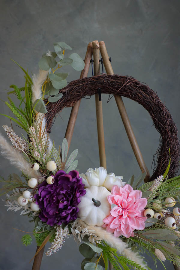 elegant fall wreath; white pumpkin wreath; wreath ottawa