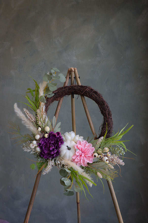 elegant fall wreath; white pumpkin wreath; wreath ottawa