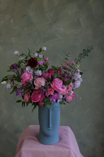 Pastel floral arrangement with blush roses, lisianthus, and carnations – Ottawa flower delivery