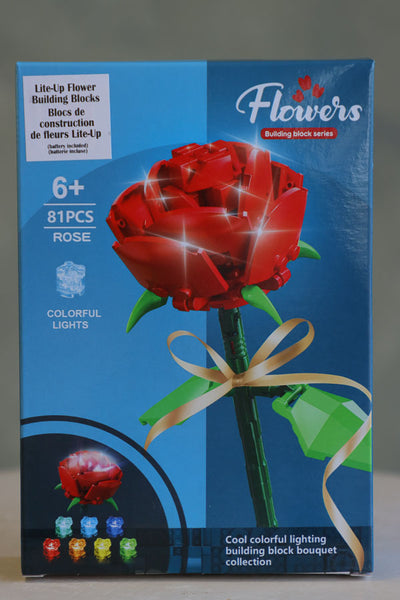Colorful 81-piece light-up rose building block kit – fun floral gift