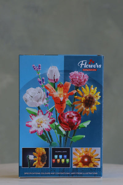 display of light-up flower building block kits