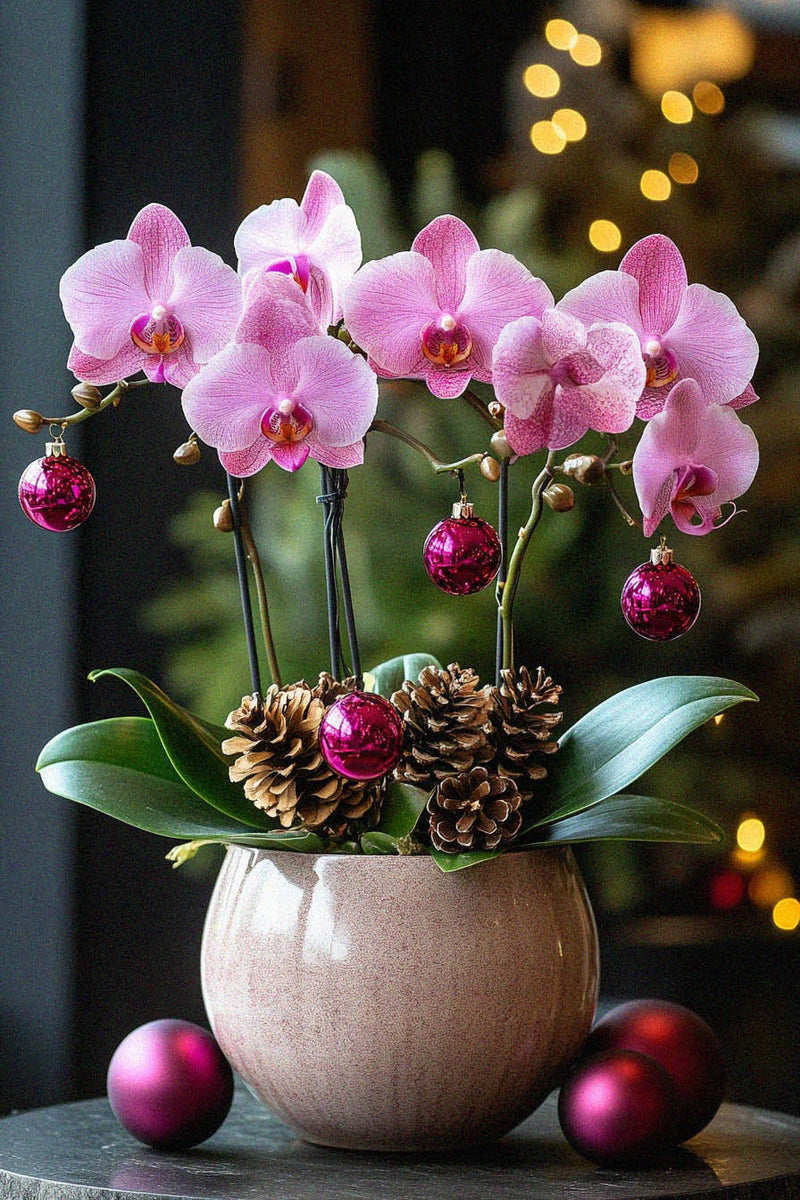 Winter Festive Orchids in a Pot