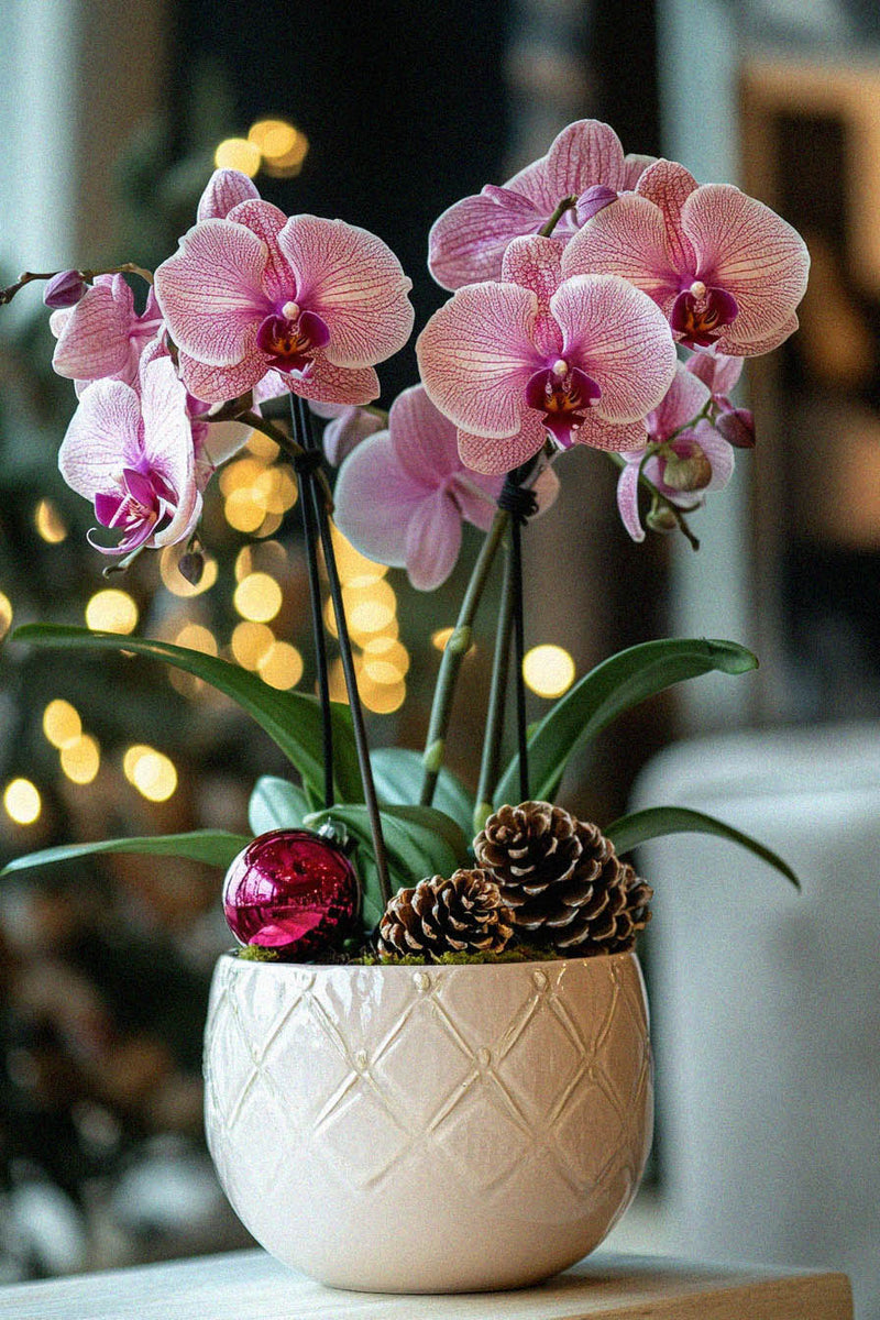 Winter Festive Orchids in a Pot