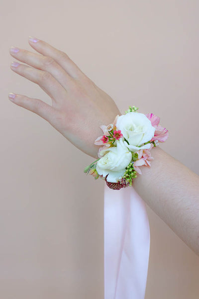 blush corsage; white and pink corsage; ottawa florist; corsage