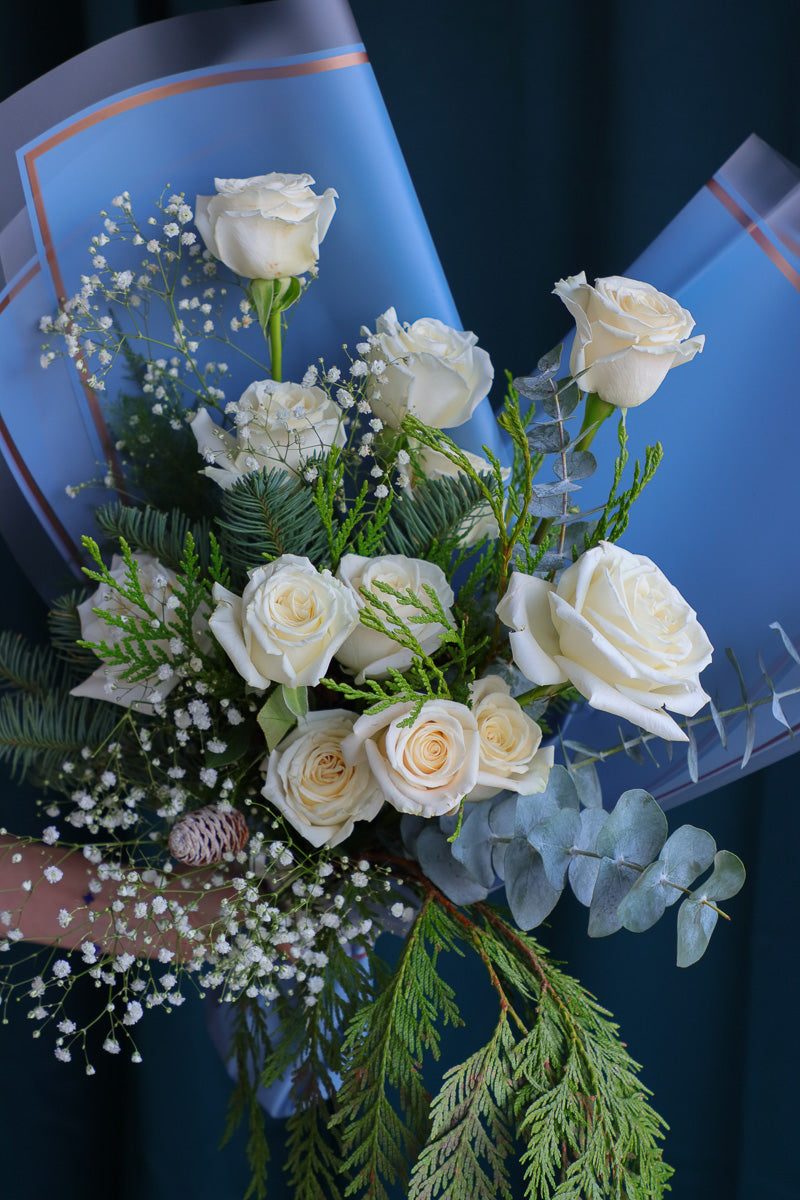 Seasonal White Roses Bouquet