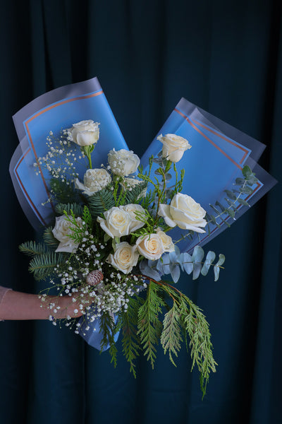 Seasonal White Roses Bouquet