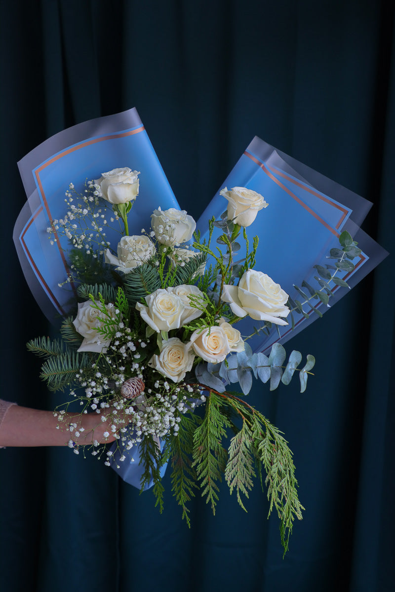 Seasonal White Roses Bouquet