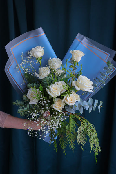Seasonal White Roses Bouquet