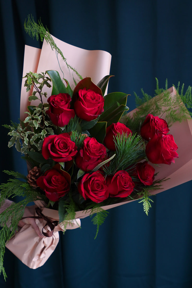 Festive Red Roses Bouquet