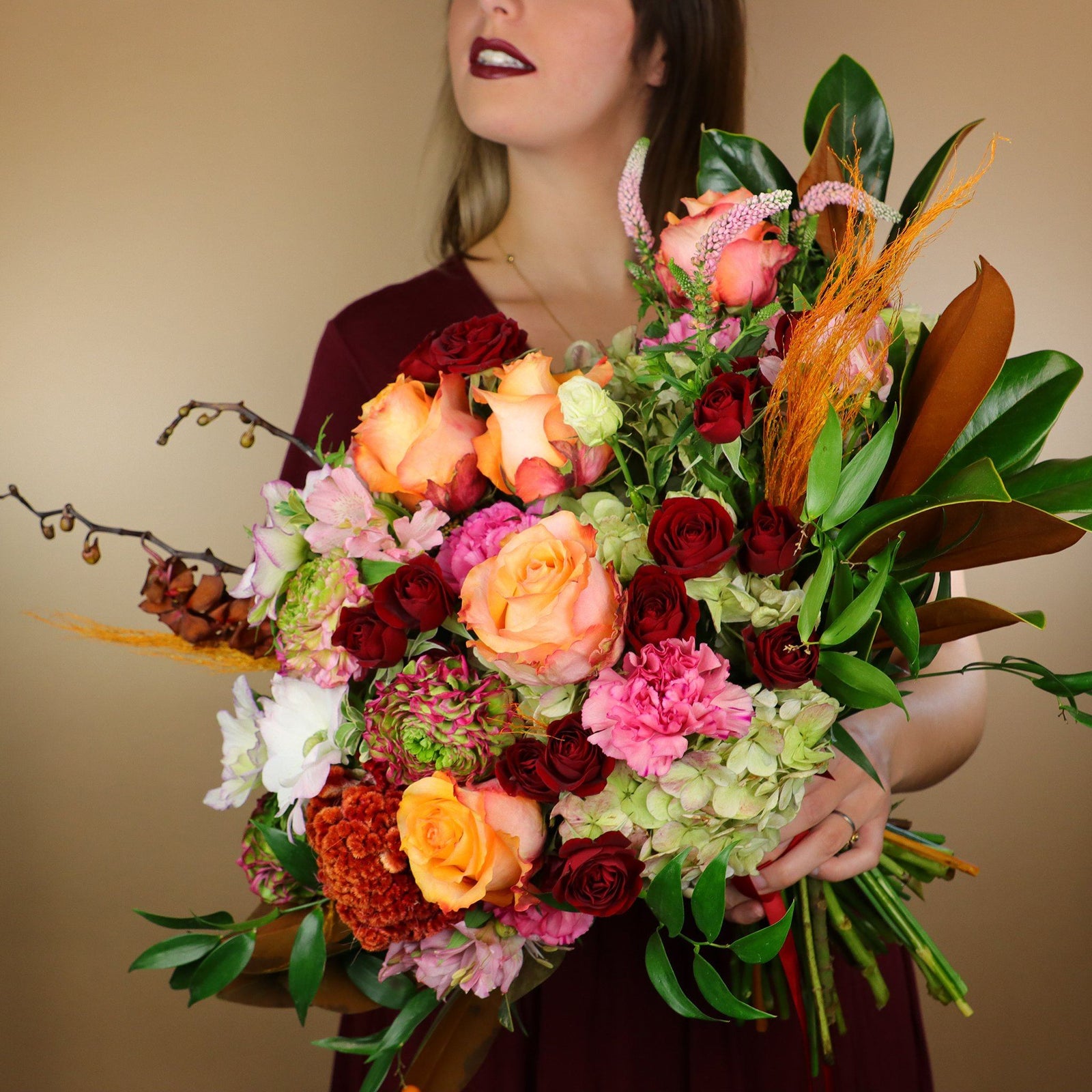 beautiful bouquet; orchid and magnolia arrangement