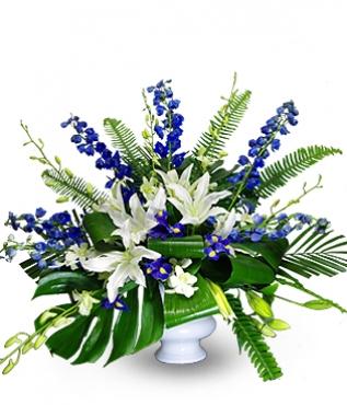 Blue and white  Funeral  Flowers